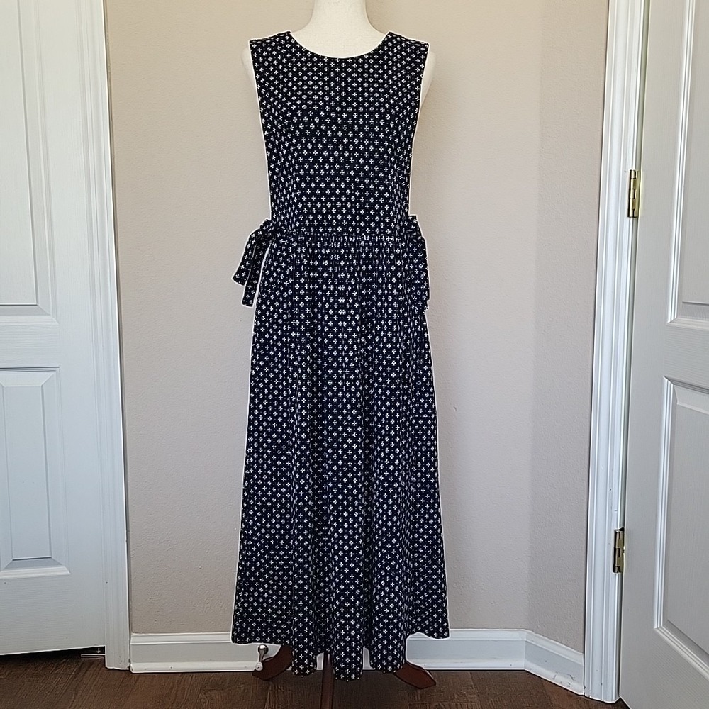 Vintage 90s Maxi Dress Size L Fairy Grunge Art Teacher Drop Waist Floral Black